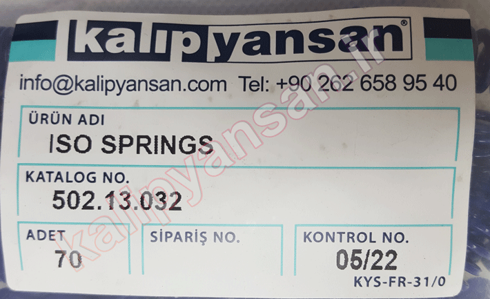 فنر قالب سازی آبی قطر 13 و ارتفاع 32
