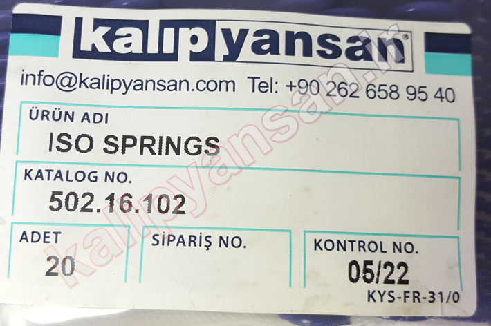فنر قالب سازی آبی قطر 16 و ارتفاع 102