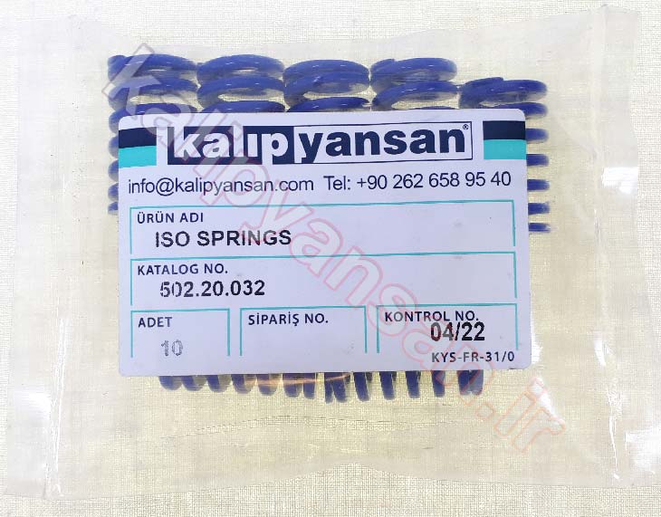فنر آبی رنگ قالب به قطر 20 و ارتفاع 32