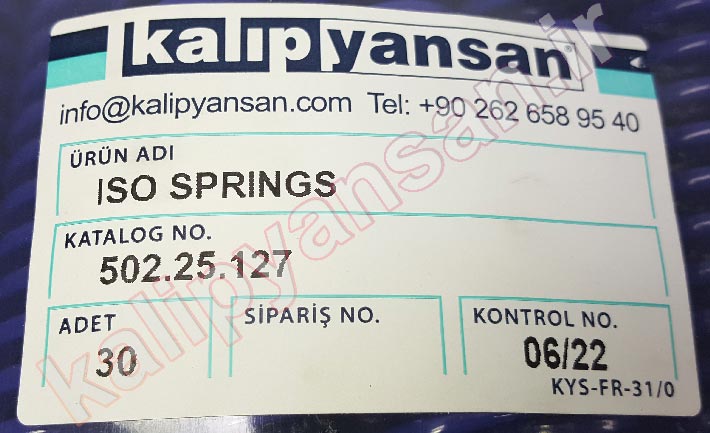 فنر قالب سازی آبی قطر 25 و ارتفاع 127