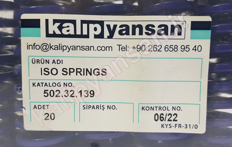 فنر قالب سازی آبی قطر 32 و ارتفاع 139