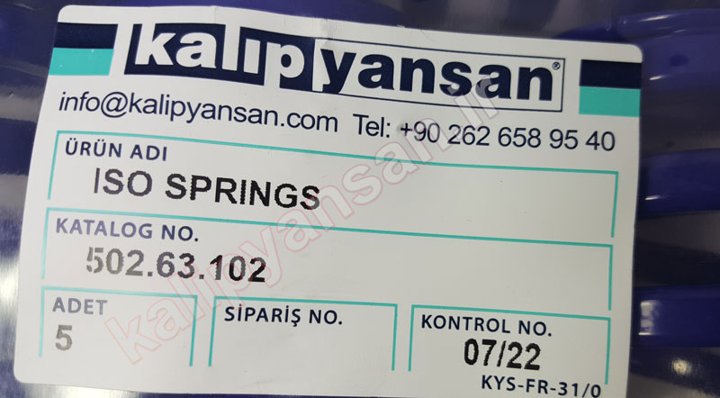 فنر قالب سازی آبی قطر 63 و ارتفاع 102