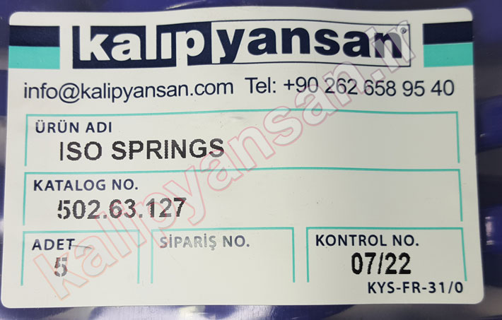 فنر قالب سازی آبی قطر 63 و ارتفاع 127