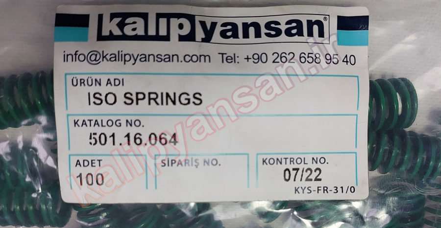 فنر قالب سازی سبز قطر 16 و ارتفاع 64