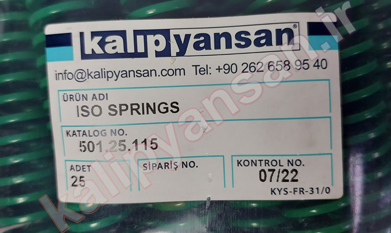 فنر قالب سازی سبز قطر 25 و ارتفاع 115