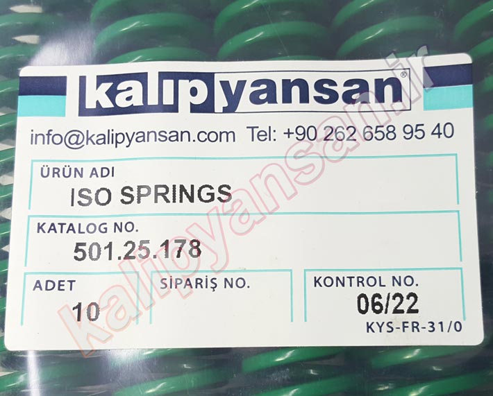 فنر قالب سازی سبز قطر 25 و ارتفاع 178