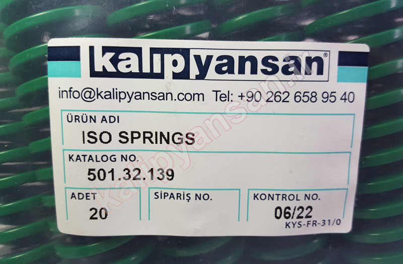 فنر قالب سازی سبز قطر 32 و ارتفاع 139