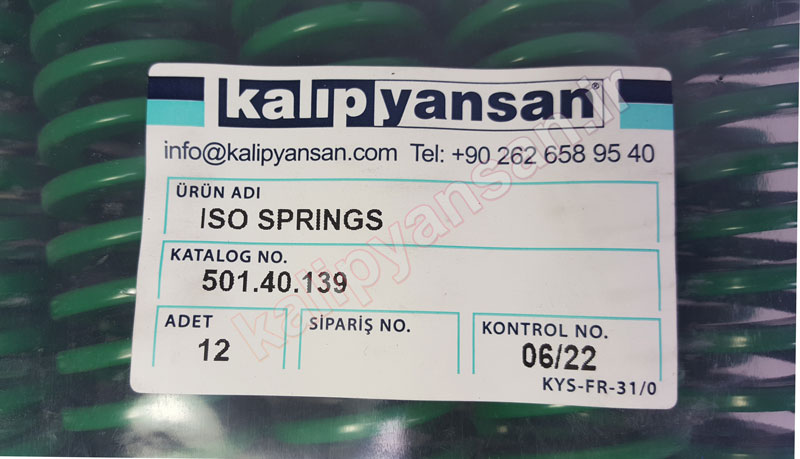 فنر قالب سازی سبز قطر 40 و ارتفاع 139
