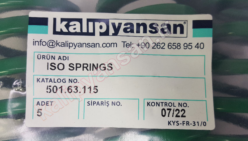 فنر قالب سازی سبز قطر 63 و ارتفاع 115