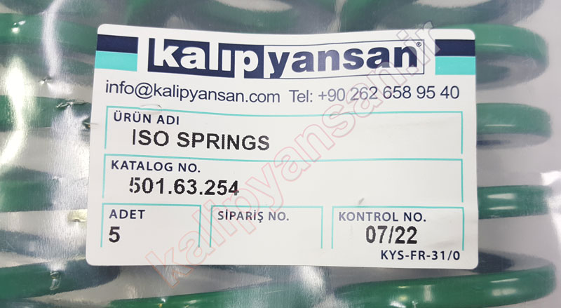 فنر قالب سازی سبز قطر 63 و ارتفاع 254